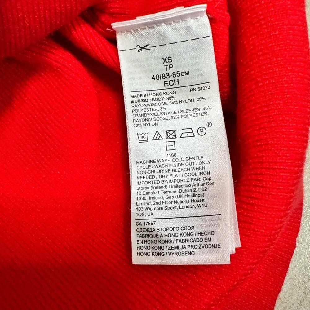 Banana Republic Red Puff Sleeve Square Neck Knit Top XS Valentine’s Romantic N54